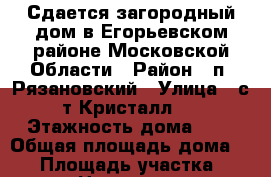 Сдается загородный дом в Егорьевском районе Московской Области › Район ­ п. Рязановский › Улица ­ с/т Кристалл-2 › Этажность дома ­ 2 › Общая площадь дома ­ 58 › Площадь участка ­ 600 › Цена ­ 15 000 - Московская обл. Недвижимость » Дома, коттеджи, дачи аренда   